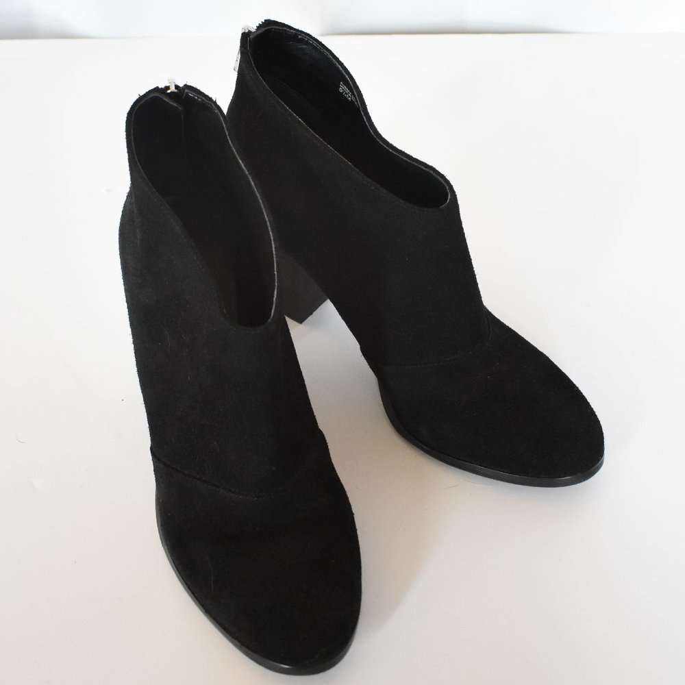 Black Suede Bootie Zipper Closure